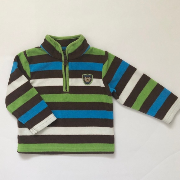 Carter’s Baby Boy Striped Fleece Pullover Size 12M - Picture 2 of 6